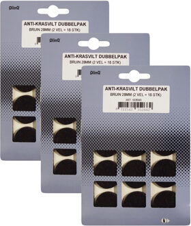 Qlinq Anti-krasvilt - 54x - bruin - 28 mm - rond - zelfklevend - meubel beschermvilt
