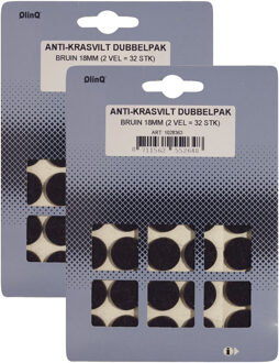 Qlinq Anti-krasvilt - 64x - bruin - 18 mm - rond - zelfklevend - meubel beschermvilt