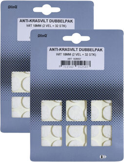 Qlinq Anti-krasvilt - 64x - wit - 18 mm - rond - zelfklevend - meubel beschermvilt