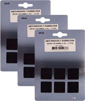 Qlinq Anti-krasvilt - 6x - bruin - 75 x 100 mm - rechthoek - zelfklevend - meubel beschermvilt