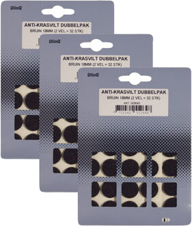 Qlinq Anti-krasvilt - 96x - bruin - 18 mm - rond - zelfklevend - meubel beschermvilt