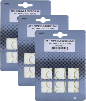 Qlinq Anti-krasvilt - 96x - wit - 18 mm - rond - zelfklevend - meubel beschermvilt