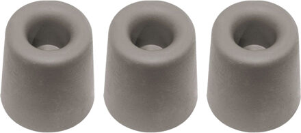 Qlinq Deurbuffer - 3x - deurstopper - grijs - rubber - 35 x 30 mm - schroefbevestiging