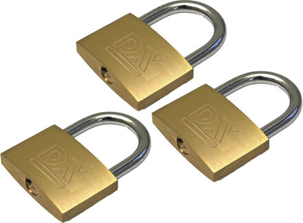 Qlinq Hangslot met 2 sleutels - 3x - 50 mm - messing - kofferslot