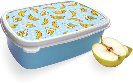 qMust Broodtrommel Blauw met Banana Design