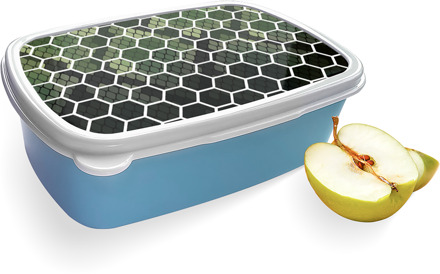 qMust Broodtrommel Blauw met Snakeskin Honeycomb Design
