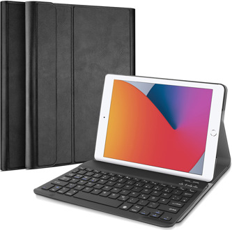 qMust iPad 2020 hoes - 10.2 inch - QWERTZ toetsenbord - Bluetooth Keyboard Cover – Zwart