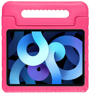 qMust iPad Air 2020 hoes Kinderen - Kids proof back cover - Draagbare tablet kinderhoes met handvat – Roze