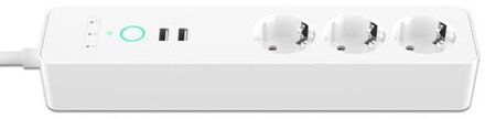 Qnect Slimme Stekkerdoos - Wi-fi 2,4ghz - 3-voudig Met 2x Usb - 16a - Max 3600w - Werkt Met Google Home En Amazon Alexa
