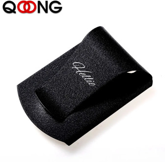 QOONG Custom Lettering Stainless Steel 3 Color Slim Sleek Money Cash Clip Clamp Double Sided Credit Card Holder QZ40-006