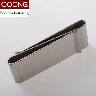 QOONG Double Sided Stainless Steel Metal Money Clip Fashion Simple Silver Dollar Cash Clamp Holder Wallet for Men Women ML1-006