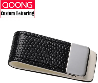 QOONG Money Clip Cash Clamp Holder Portable Leather Slim Money Clip Wallet Purse for Pocket Metal Money Holder Bill Clip ML1-046