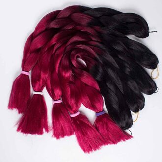 Qp Haar 24 "100G Ombre Auburn Rood Drie Tone Hoge Temperatuur Fiber Jumbo Vlecht Synthetisch Gehaakte Vlechten Haar