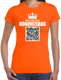QR code mijn plannen voor Koningsdag feest t-shirt dames zwart - Koningsdag shirts XL