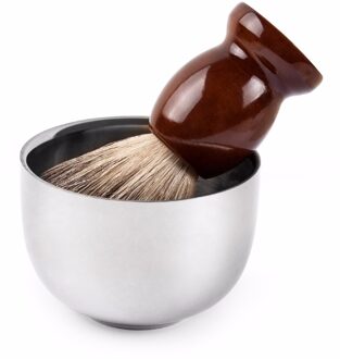 QSHAVE Rvs Scheren Zeep Kom Veiligheid Scheermes Klassieke Borstel Stand voor Scheerschuim 7.2x5x3.7 cm borstel niet Inclusief