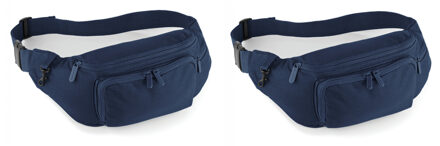 Quadra 2x stuks heuptasje/buideltasje voor volwassenen - 37 x 15 cm - donkerblauw- fanny pack - voor op rei