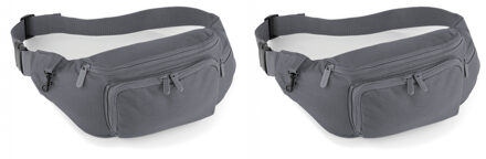 Quadra 2x stuks heuptasje/buideltasje voor volwassenen - 37 x 15 cm - grijs- fanny pack - voor op reis