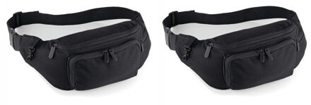 Quadra 2x stuks zwart heuptasje/buideltasje 37 x 15 cm