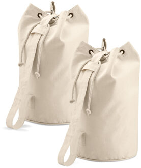 Quadra duffel bag tas - 2x - 53 cm - beige canvas - 30 liter - plunjezak - duffeltas - katoen