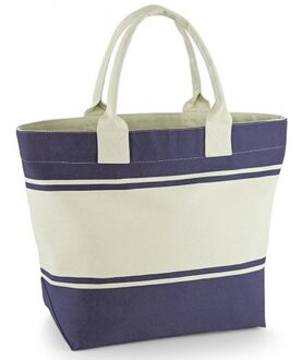 Quadra grote boodschappentas - navy/naturel - 53 x 19 x 36 cm - katoen - 24 liter