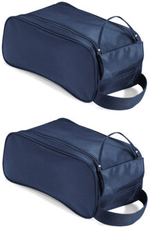 Quadra Schoenentas/reistas - 2x stuks - donkerblauw - 9 liter - 35 x 18 x 16 cm - nylon 420D