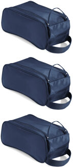 Quadra Schoenentas/reistas - 3x stuks - donkerblauw - 9 liter - 35 x 18 x 16 cm - nylon 420D