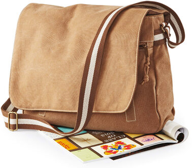 Quadra Schoudertas - khaki - 40x30x12 cm - 14 liter - vintage look documenten tas