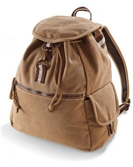 Quadra Vintage Canvas rugzak/rugtas - Kaki - 18 liter - 36 x 30 x 16 cm - Schooltas - Sporttas - Rugzak Bruin