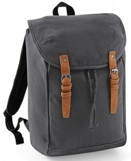 Quadra Vintage Schooltas Rugzak/rugtas Canvas Grijs 45 Cm - Rugzak Zwart