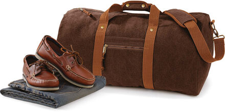 Quadra Weekendtas - 45 liter - donkerbruin - canvas reistas - vintage look