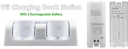 Quadruple/Dual Port Charger Dock Station Voor Wii Remote Controller 4/2 Batterijen Led Licht Lading Dock Charging Stand 2 Port wit