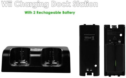 Quadruple/Dual Port Charger Dock Station Voor Wii Remote Controller 4/2 Batterijen Led Licht Lading Dock Charging Stand 2 Port zwart