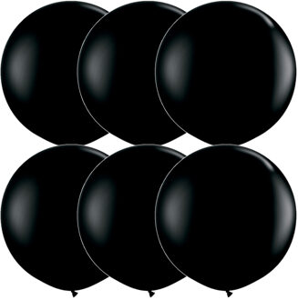 Qualatex 6x stuks qualatex mega ballon 90 cm diameter zwart