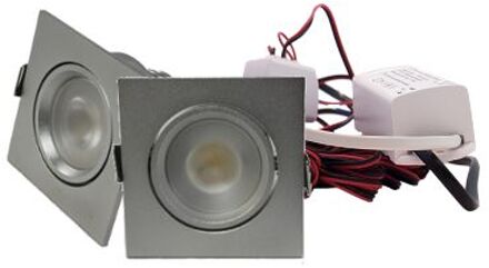 Qualedy Set 2 x vierkante led inbouwspot 4W chroom