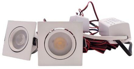 Qualedy Set 2 x vierkante led inbouwspot 4W wit