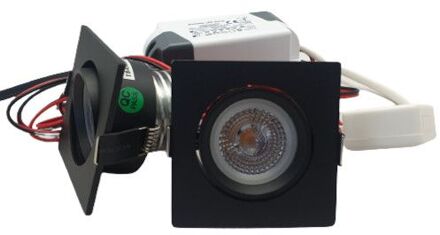 Qualedy Set 2 x vierkante led inbouwspot 4W zwart