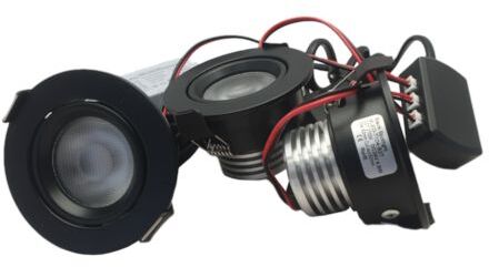 Qualedy Set 3 x 4 Watt dimbare led inbouwspots Zwart - 2700K