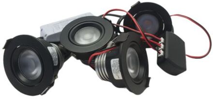 Qualedy Set 4 x 4 Watt dimbare led inbouwspots Zwart - 2700K