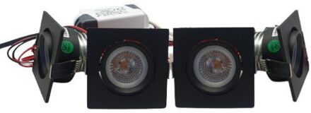 Qualedy Set 4 x vierkante led inbouwspots 4W zwart