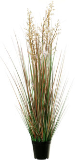 Quality kunstplant - Siergras met bes - groen/bruin - H95 cm - in pot - Kunstplanten