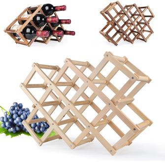Quality Wine Racks Wooden Wine Bottle Holder 10 Bottle Holder Mount Bar Display Shelf Folding Wood Organizer Wine Racks Men Gift