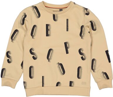 Quapi Jongens sweater - Adam - AOP letter licht zand - Maat 134/140
