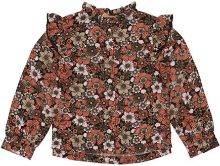 Quapi Meisjes blouse - Aline - AOP fusion bloemen koraal - Maat 104