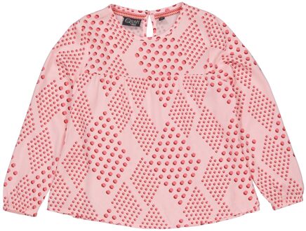 Quapi Meisjes blouse - Mare - AOP roze koraal stippen - Maat 110/116