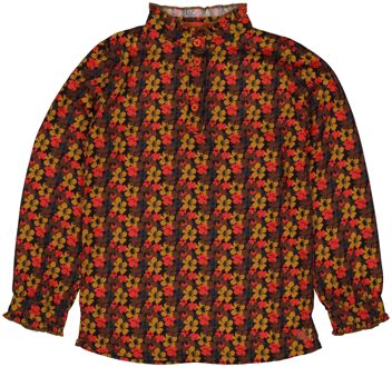 Quapi Meisjes blouse - Rene - AOP zwart bloemen - Maat 110/116
