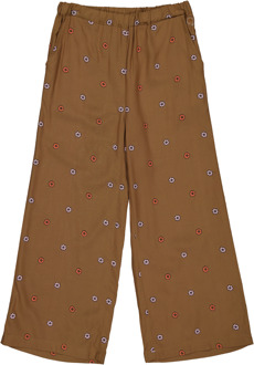 Quapi Meisjes broek - Aaltje - AOP bloemen bruin - Maat 122/128