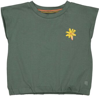 Quapi Meisjes crop top - Beertje - Donker groen - Maat 104