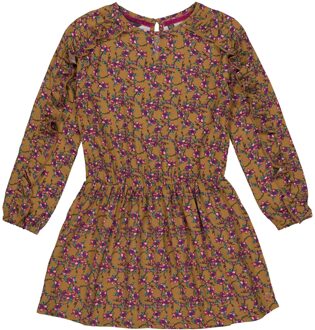 Quapi Meisjes jurk - Aafke - AOP floral amandel bruin - Maat 104