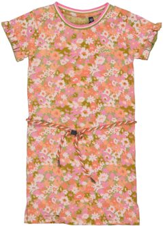 Quapi Meisjes jurk - Babette - AOP roze bloemen - Maat 122/128