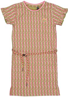 Quapi Meisjes jurk - Babette - AOP roze gestreept - Maat 104